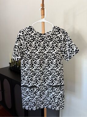 Neon Rose Black & White Animal Print Short Sleeve Mini Dress Women’s Size 10